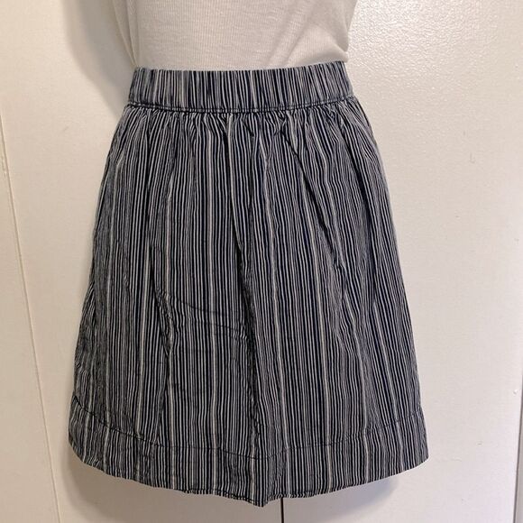 GAP Linen Nautical Navy Blue White Gray Stripes Lined Mini Skirt Womens Medium - Picture 7 of 14